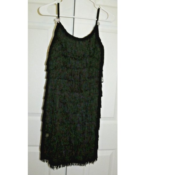 Black Flapper Dress, 1920 Fringe Halloween New Years Eve Cocktail Party Women S - Picture 4 of 16
